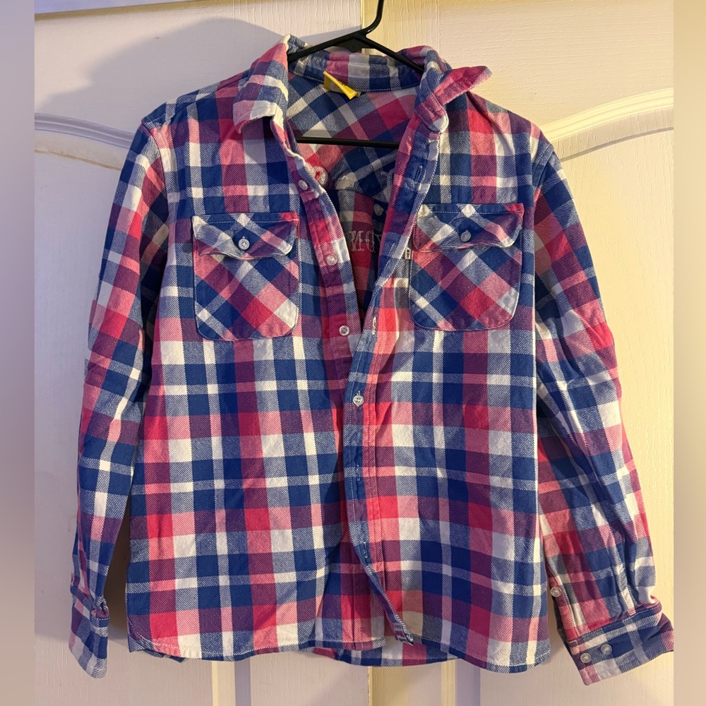 Women's Plaid Button Down Shirt in Pink, Blue, and White